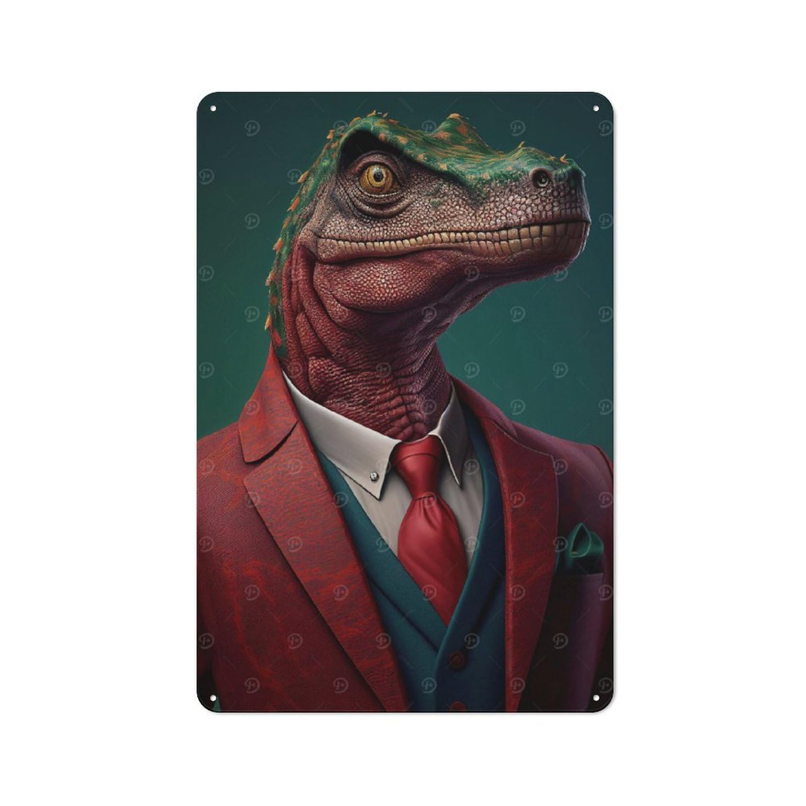 Junmoney Dinosaur Suit Animal Country Metal Wall Decor 30X20cm, Country Metal Sign For Kitchen, Cottage, Porch Or Garden Room