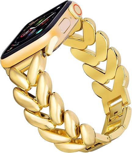 VISOOM Pulsera de oro compatible con la serie 8, correa dorada de Apple Watch de 1.614 pulgadas, 1.575 pulgadas, 1.496 pulgadas, Series 7SE, correa
