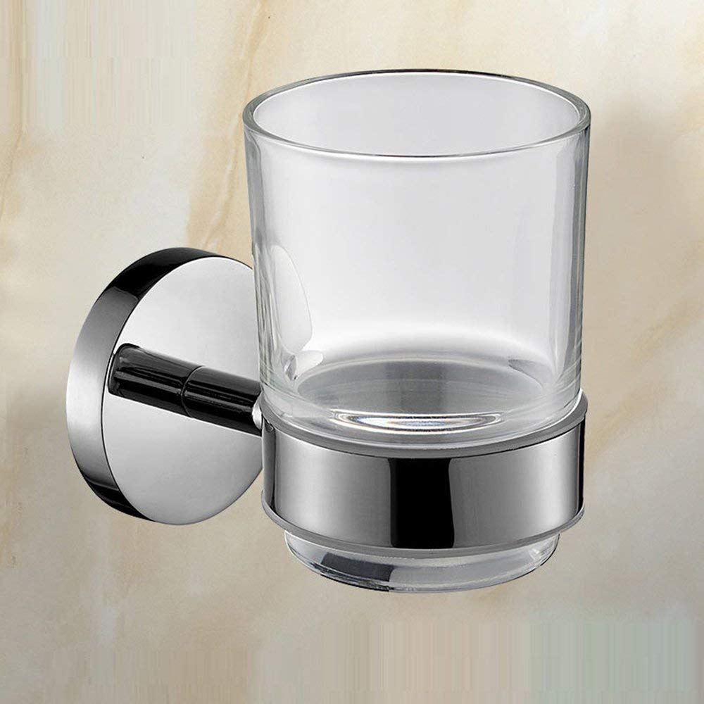 Porte-gobelet en verre et support en acier inoxydable mural pour salle de bain GZZ style européen