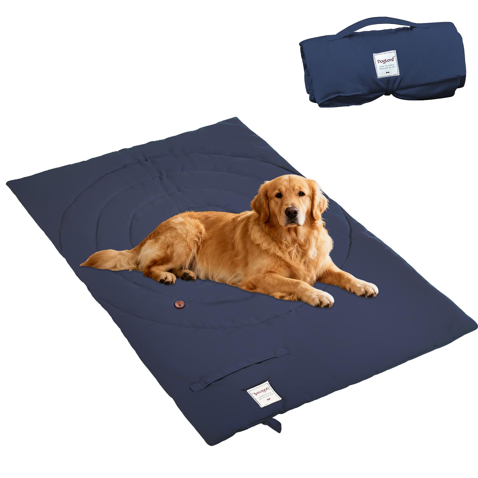 Colchoneta Plegable para Perros, 95 x 65 cm Lavable Impermeable Cama para Perros Grande y Mediana Cojín portátil para Perro y Gatos Manta de Viaje para Mascotas Colchón Multifunción (azul)
