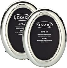 EDZARD Mini Oval Frame Set of 2 (2x7cm) Silver Plated Tarnish Resistant | Silver Plated Photo Frame 2 x 7 cm Velvet Back Table Photo Frame