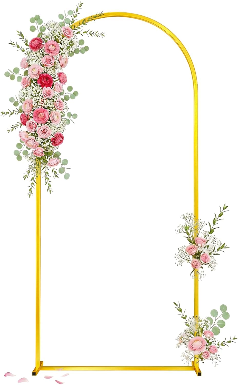 Toolterritary 6.6 FT Wedding Arch Backdrop Stand, Stable Heavy Duty Metal Wedding Arch Frame for Ceremony, Reinforced Balloon Arch Stand for Birthday Party & Baby Shower, Gold