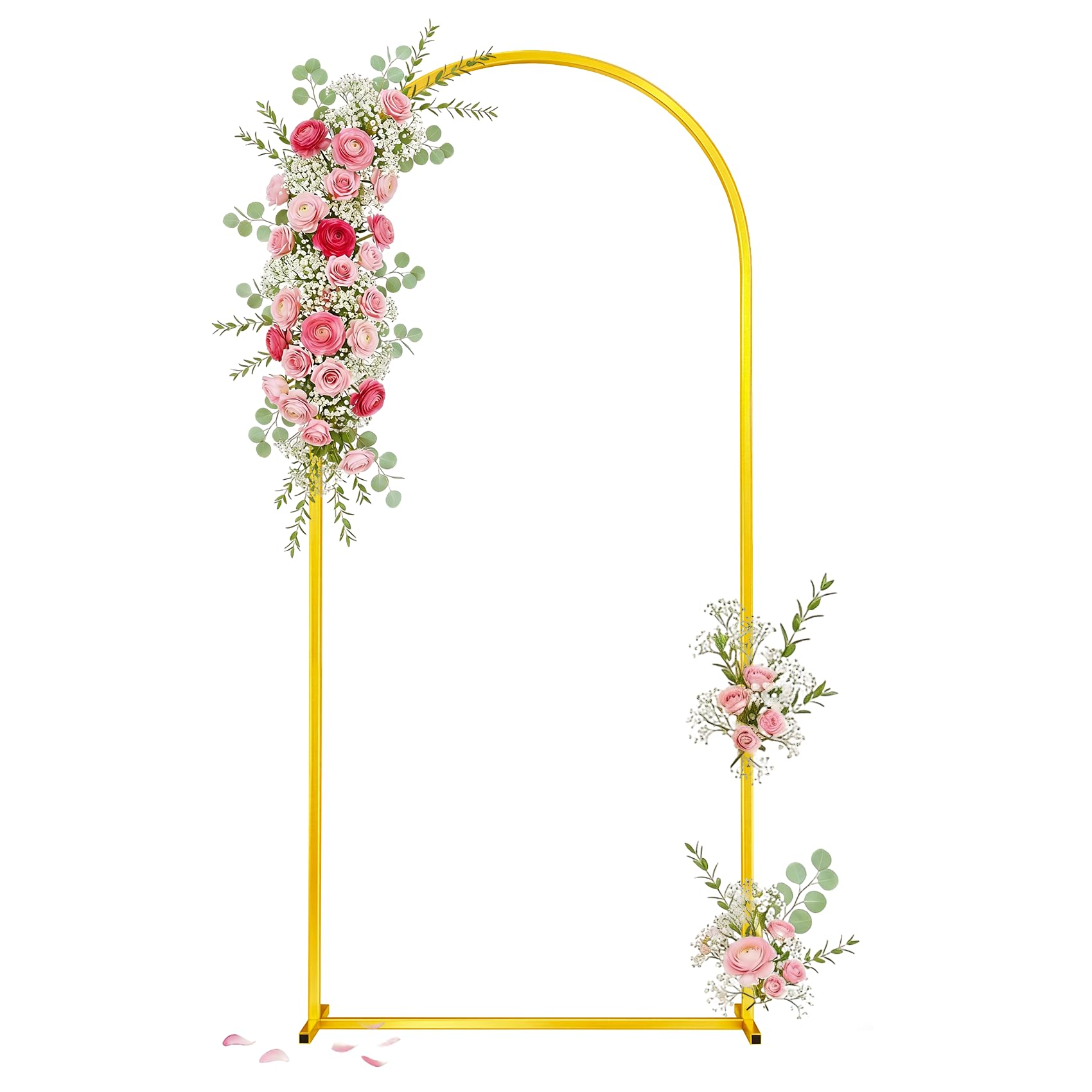 Photo 1 of Toolterritary 6.6 FT Wedding Arch Backdrop Stand, Stable Heavy Duty Metal Wedding Arch Frame for Ceremony, Reinforced Balloon Arch Stand for Birthday Party & Baby Shower, Gold