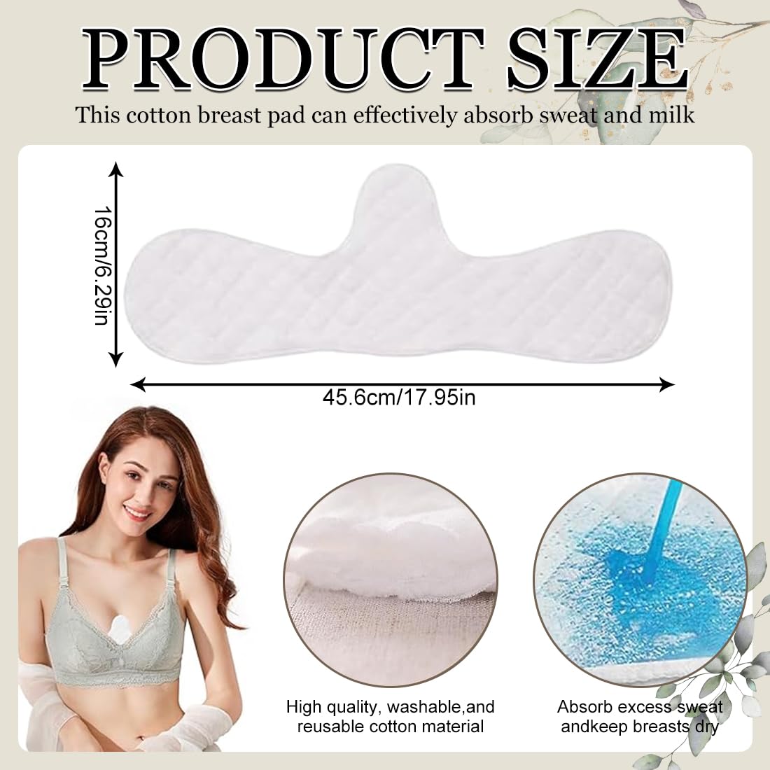 Confezione da 4 di protezioni per il petto in cotone riutilizzabili per donne, reggiseno antisudore sottoseno, protezioni per il sudore, prevengono perdite di sudore e latte