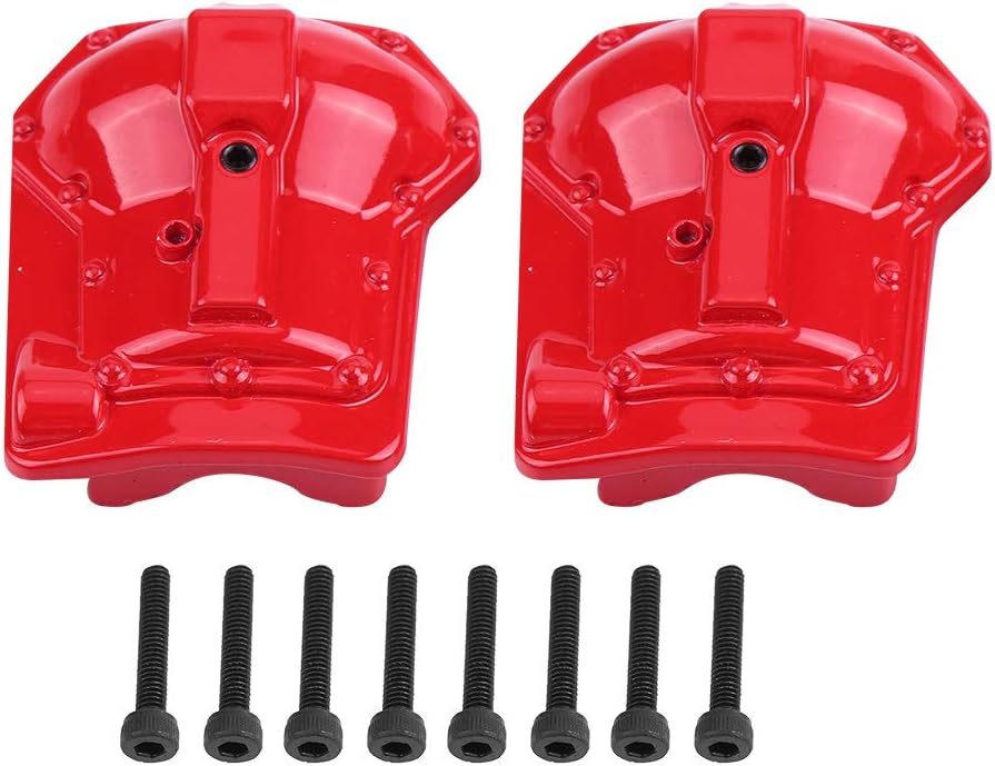 RC Car Axle Housing, 2 Pcs Metal Axle Housing Cover Front Rear Axles for 1/10 RC Crawler Car RC Model Parts Accessories(Red)