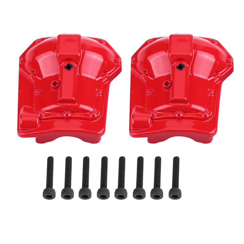 Dimensions of the red metal RC axle cover: 3.8cm/1.5in length, 3.5cm/1.38in width