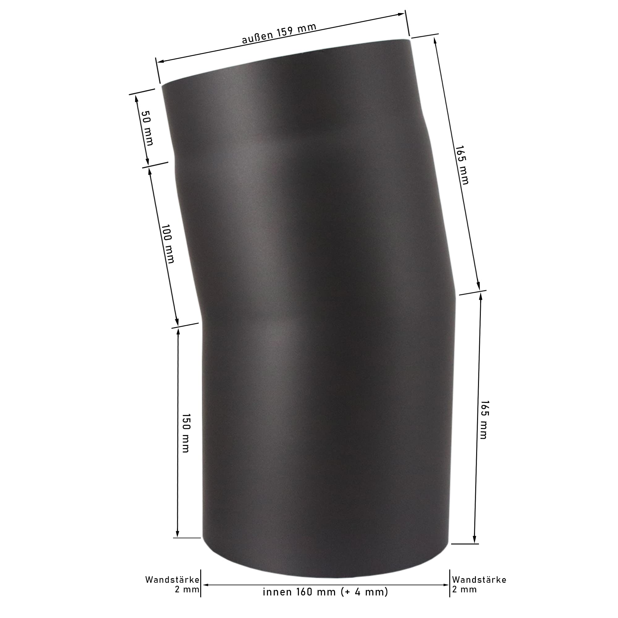 Tubo Per Stufa Lanzzas 500 Mm DN 120 Mm Con Valvola A Farfalla – Acciaio 2 Mm, Vernice Resistente A 500°C, Nero Metallizzato