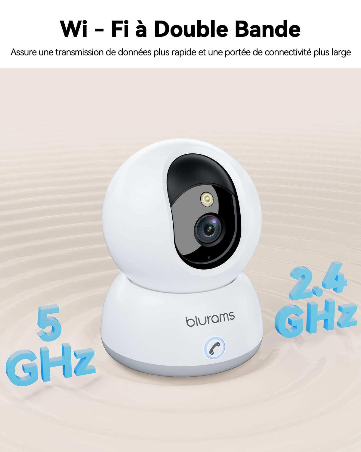 blurams Caméra Surveillance WiFi 4K, Caméra de Surveillance 8MP, Caméra Bébé Intérieure, Appel en Une Touche, Vision Nocturne en Couleur, Caméra Intérieure sans Fil, WiFi 5GHz/2,4GHz, Blanc