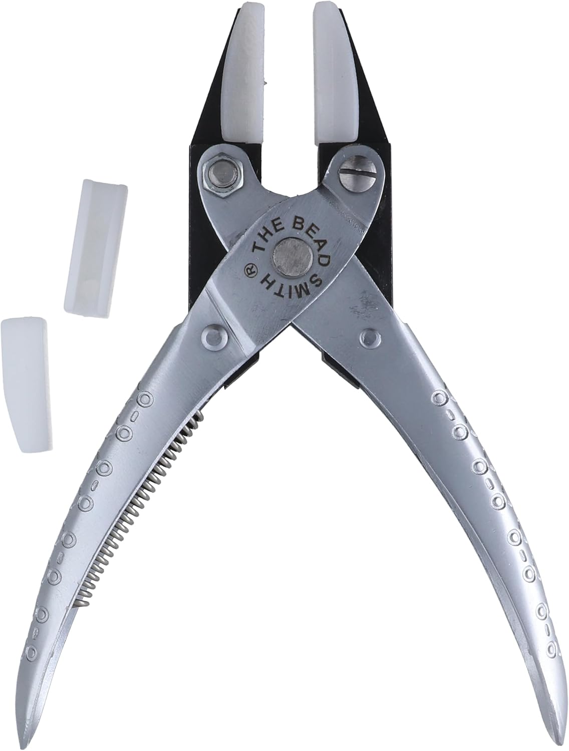 The Beadsmith Parallel Pliers – Double Nylon Flat Nose Jaws – Uniform Pressure to Provide a Consistent Grip – Textured Metal Handles – Replacement Jaws Included – Steel Tool for Jewelry Making