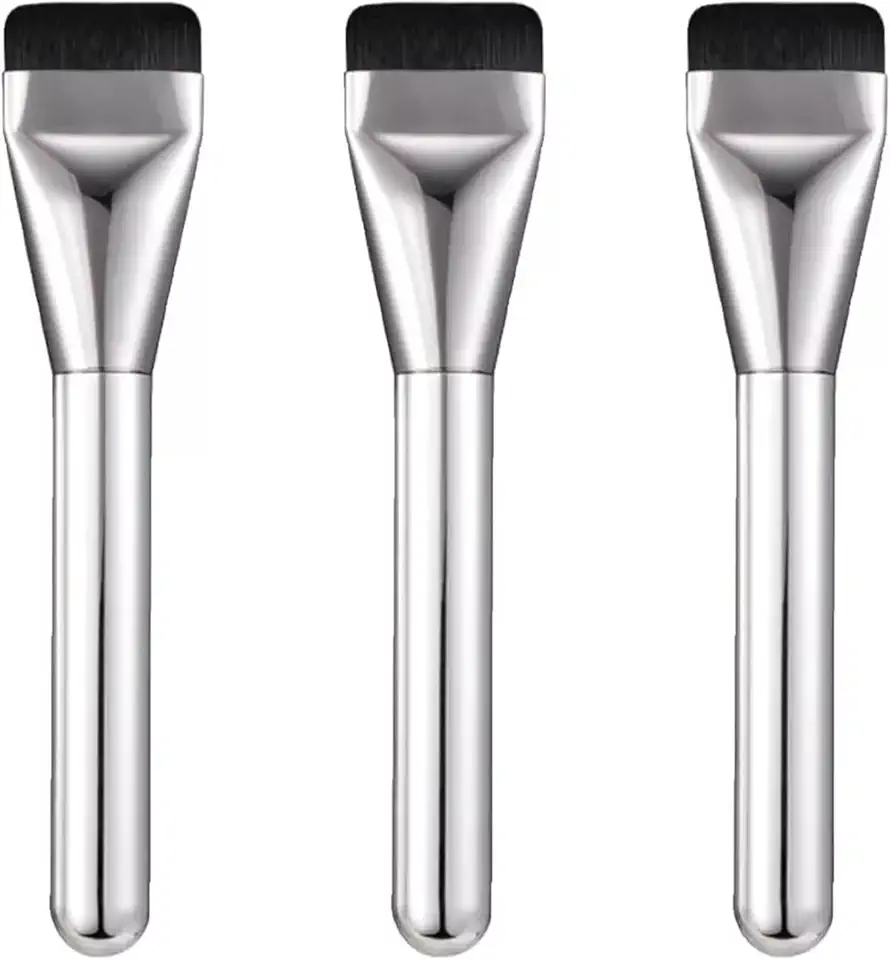 Kit 3 Peça Pincel Plano P/Base Líquida Corretivo Flat Blush