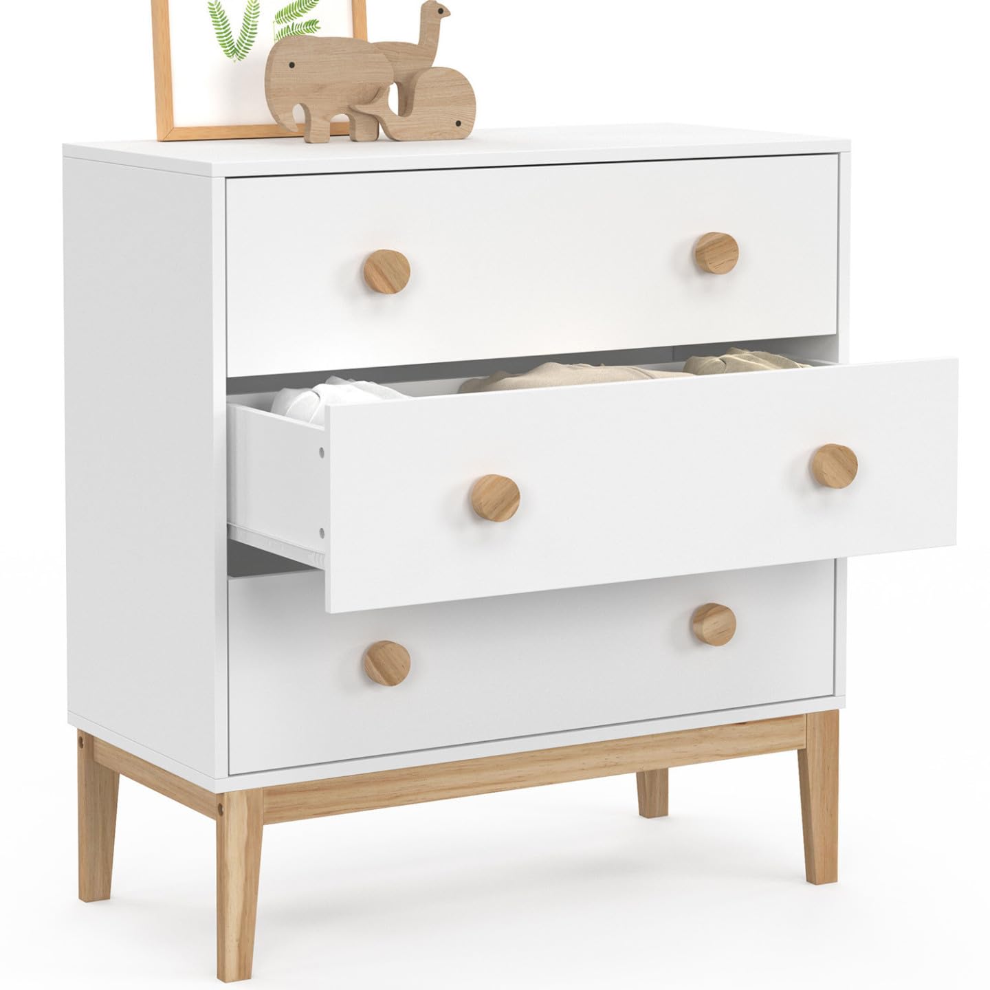 IDMarket - Commode 3 tiroirs Jacob 80 cm Enfant Blanc et Bois