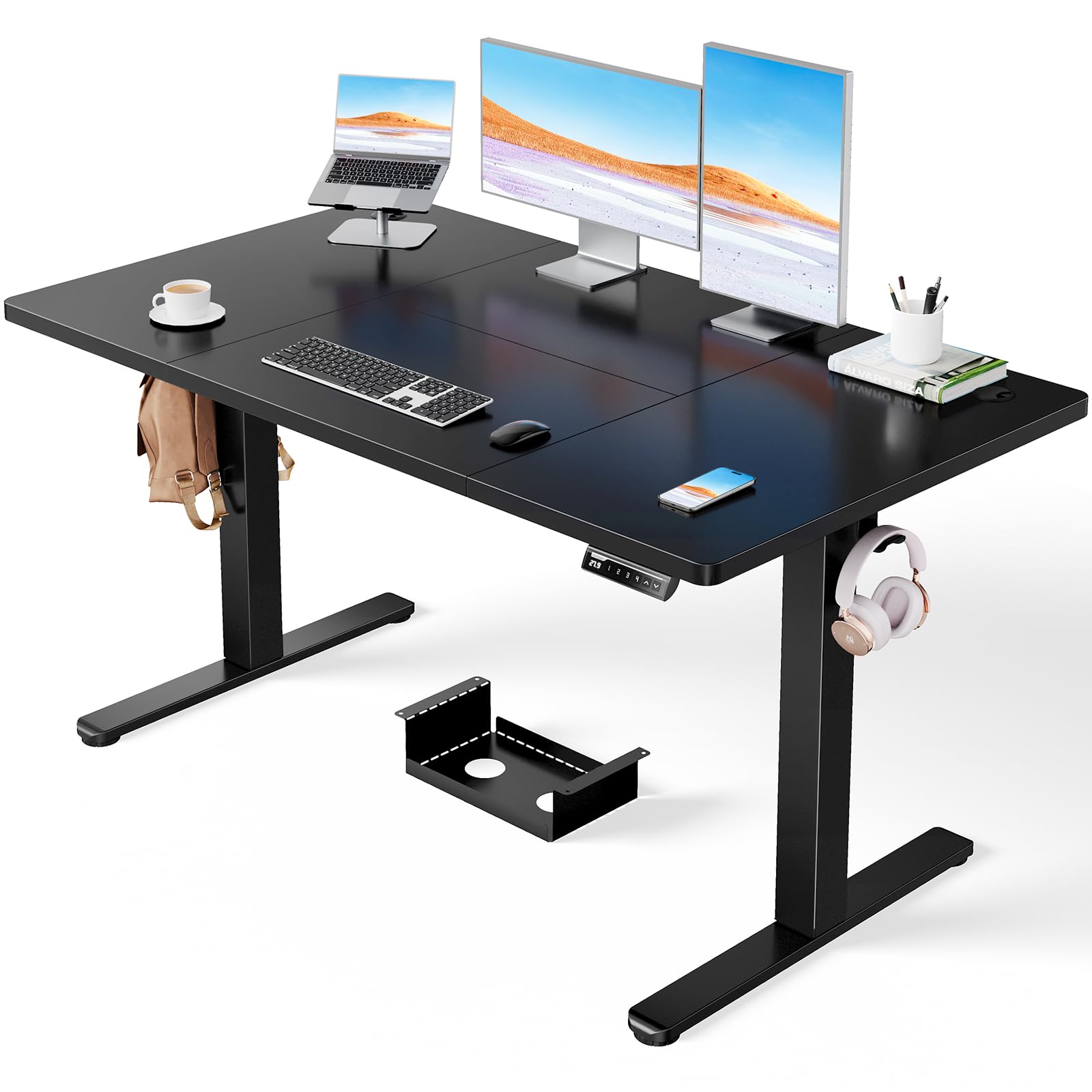 ErGear Electric Standing Desk-140 x 80 cm-100kg Load Capacity Height Adjustable Desk with Advanced Brushless Motor,Quiet Operation, Sturdy Metal Frame,Four-part Tabletop — image 1