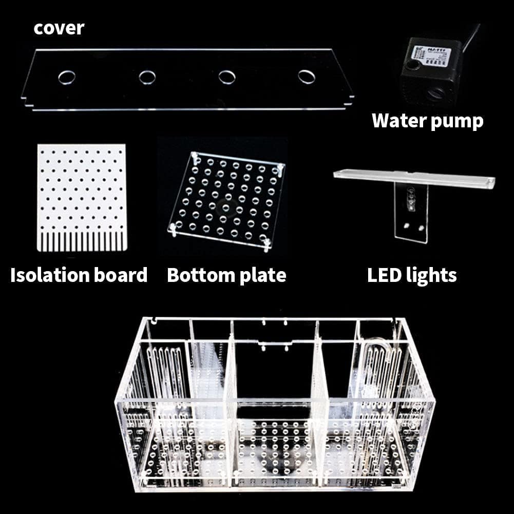 Tank di Pesce Betta Acrilico HD, Scrivania da Ufficio Acquario di Vetro Biologico, Moderno Serbatoio di Pesce Acquaponico Trasparente, Light E Filtro Rettangolare,3 Rooms
