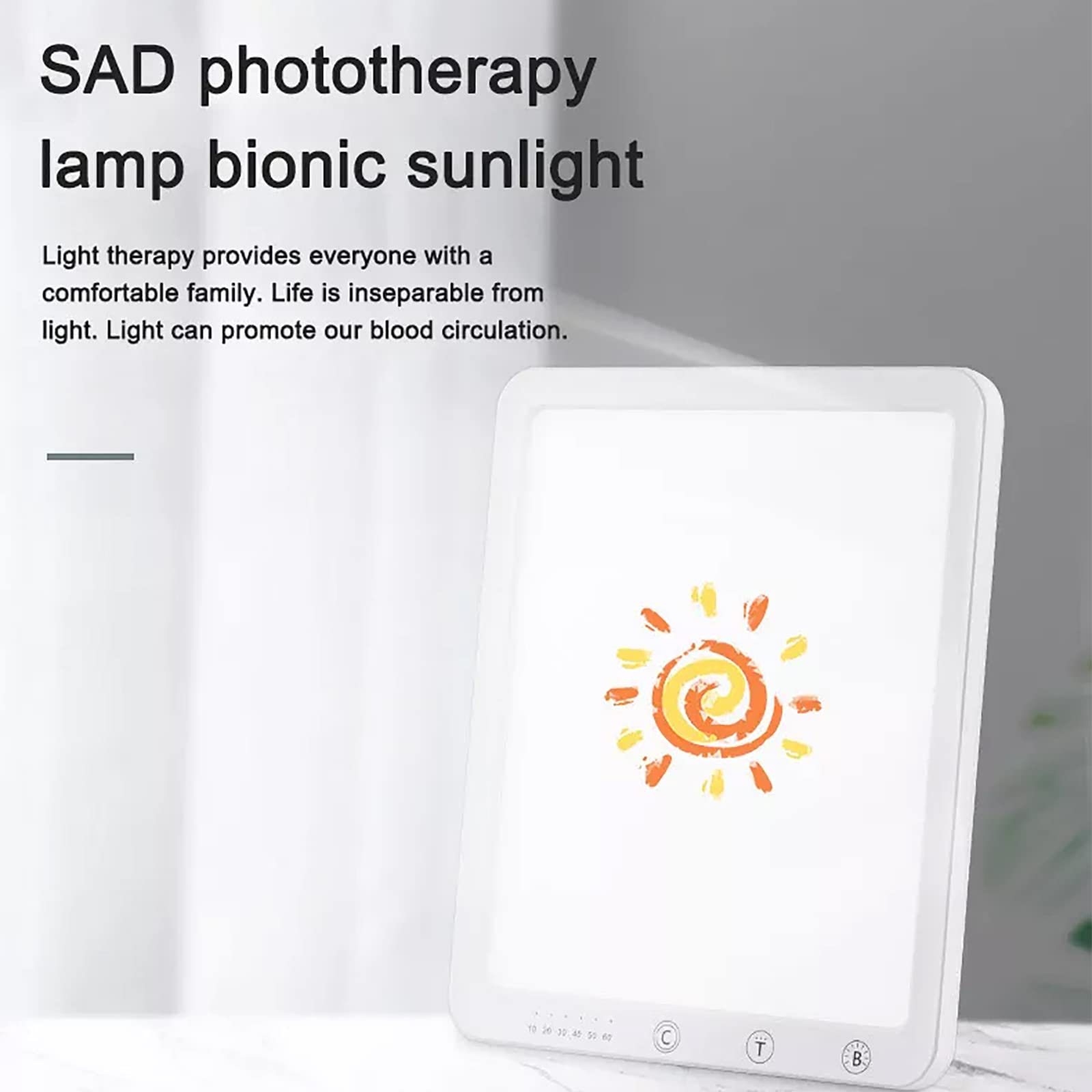 Lampe de luminothérapie, lumière solaire portable de 10 000 Lux avec 6 vitesses de synchronisation intelligente et de gradation en continu, température de couleur de 3 000 K à 6 500 K, pour une éner