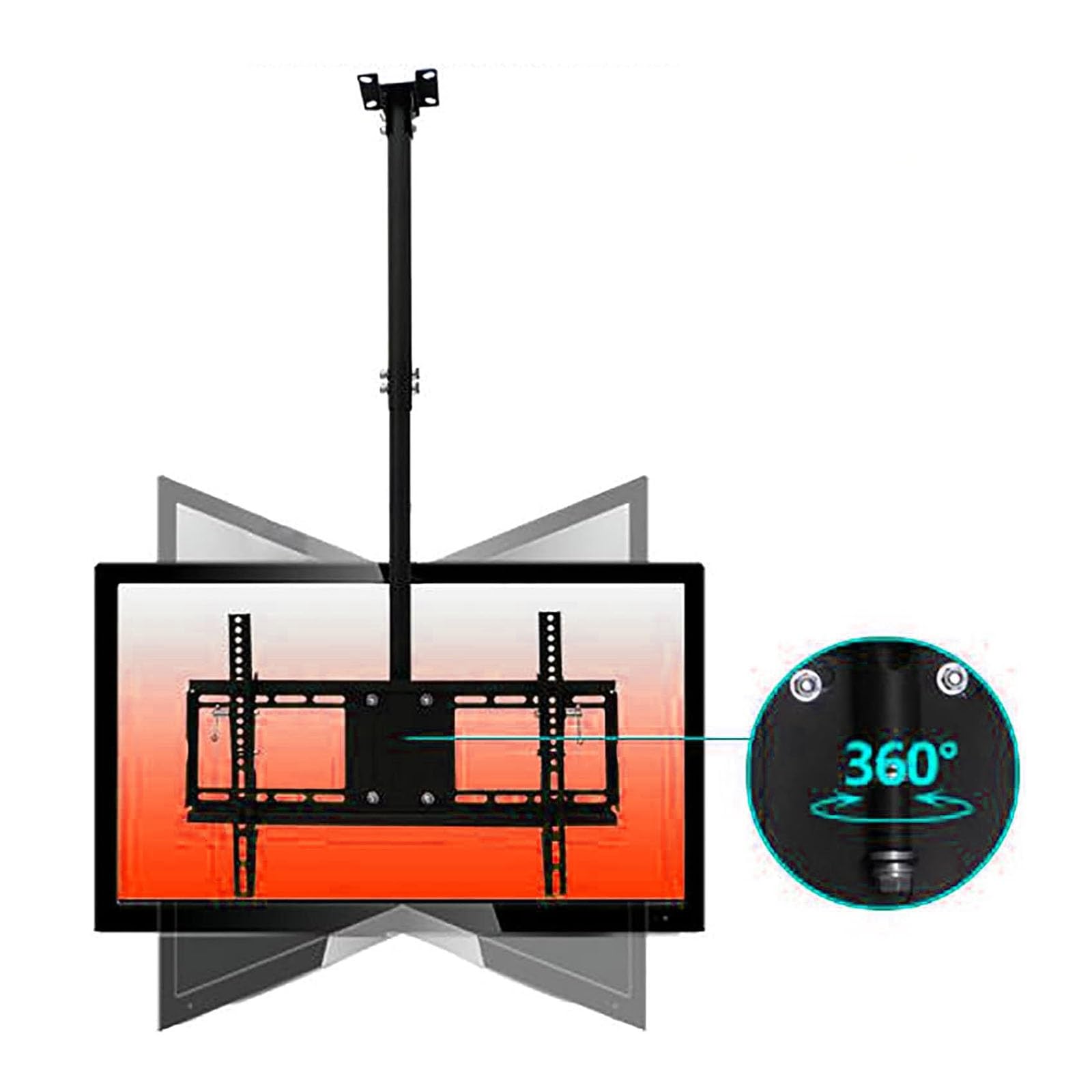 Support TV plafond inclinable pivotant 43-65 pouces pour éliminer les reflets