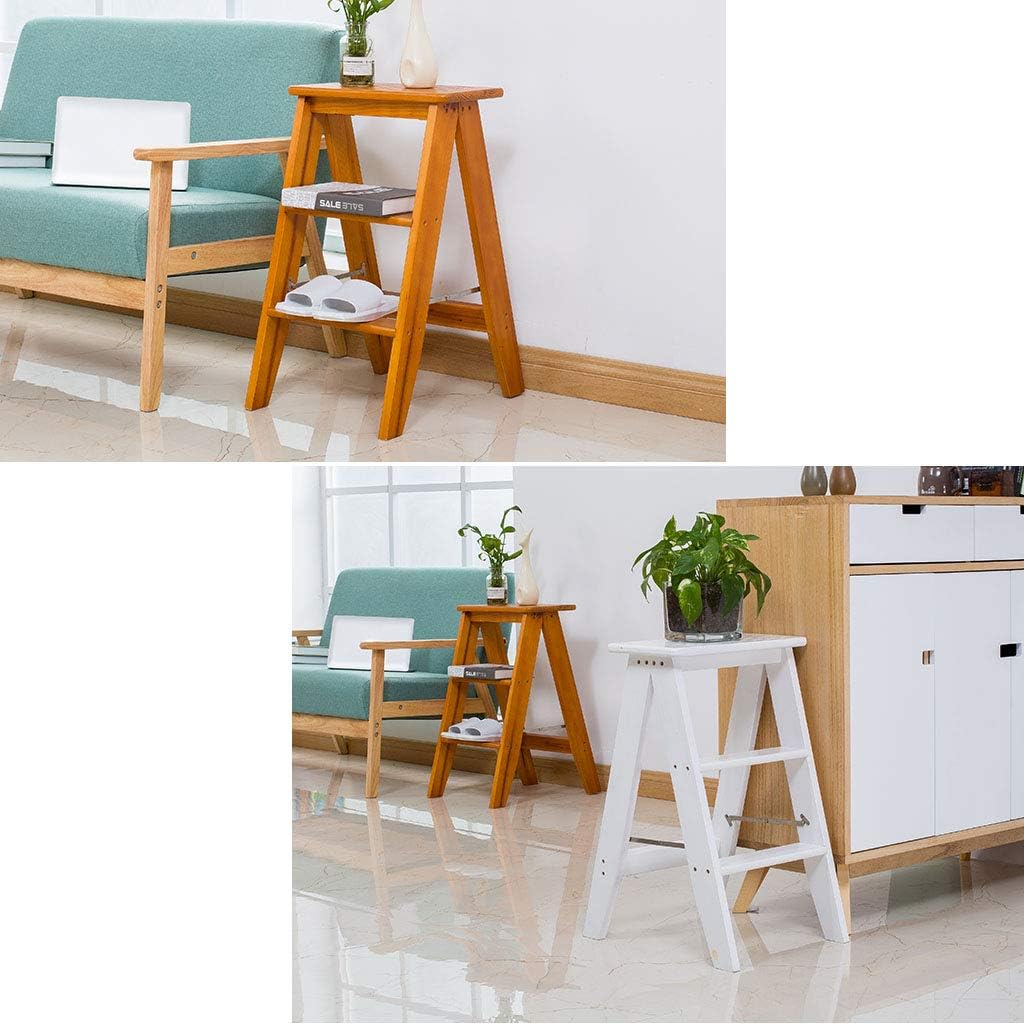 Foldable Ladders Wooden Multi-Purpose Portable Stepladder 3-Step Stair Chair Household Step Stool Lightweight Garden Tools Max Load 150Kg (3 Colors)/3