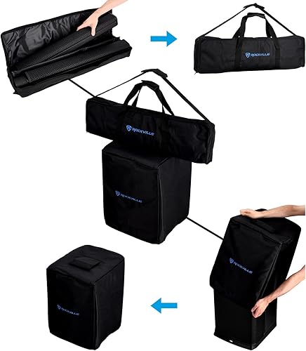 Miniatura 8 de Rockville Titan MIX12A 3200W Peak Sistema PA de columna alimentado de 12 pulgadas con subwoofer, mezclador de 8 canales, audio Bluetooth, DSP,