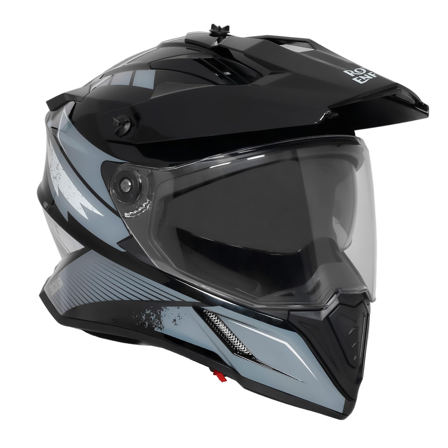 ROYAL ENFIELD Optimus Dual Sport Motocross Helmet | Certification: ISI & DOT |Outer Shell: ABS|Impact Protection: Dual EPS|Double D-Ring Magnetic Lock|UV Treated & Scratch Resistance|Black (XL) 62CM-image-28