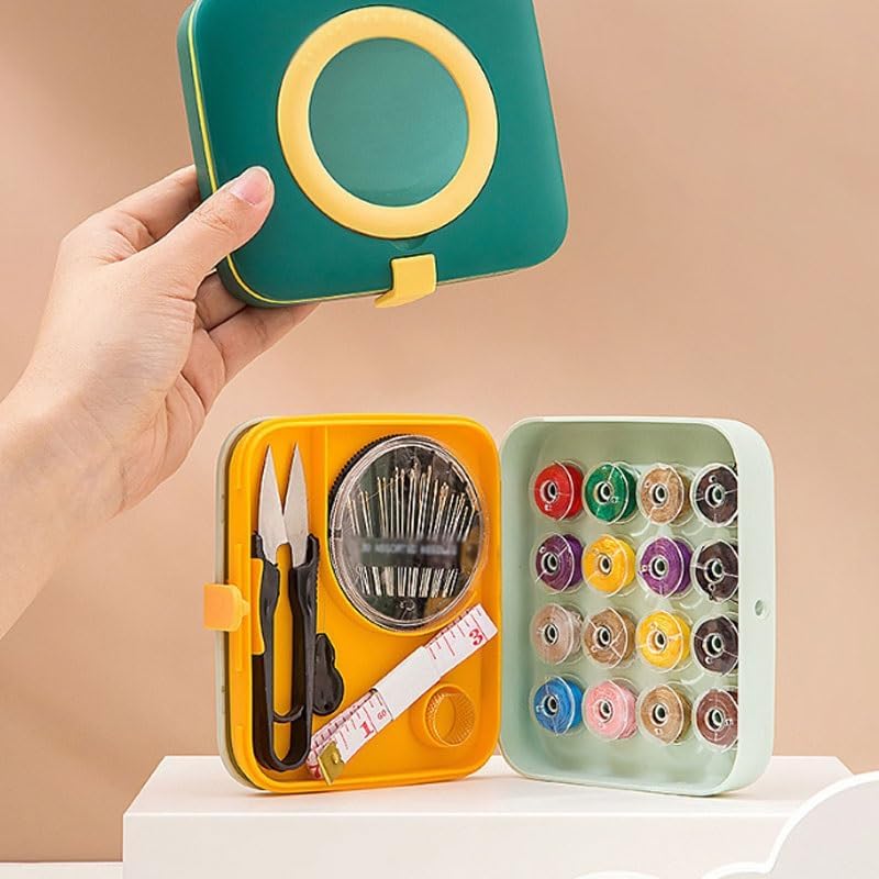 MVNOIRE ABS Portable Needle Thread Kit Home Set Travel Sewing Tools Storage Box