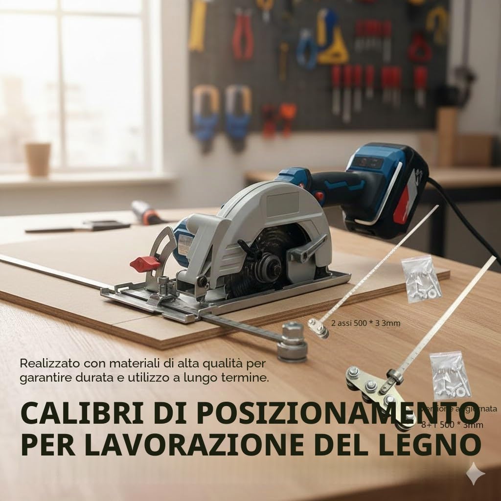 Guida per taglio di precisione in acciaio inossidabile – Binario di guida regolabile e calibri di posizionamento per misurazioni precise e facile taglio del legno con guida per sega circolare (Doppio
