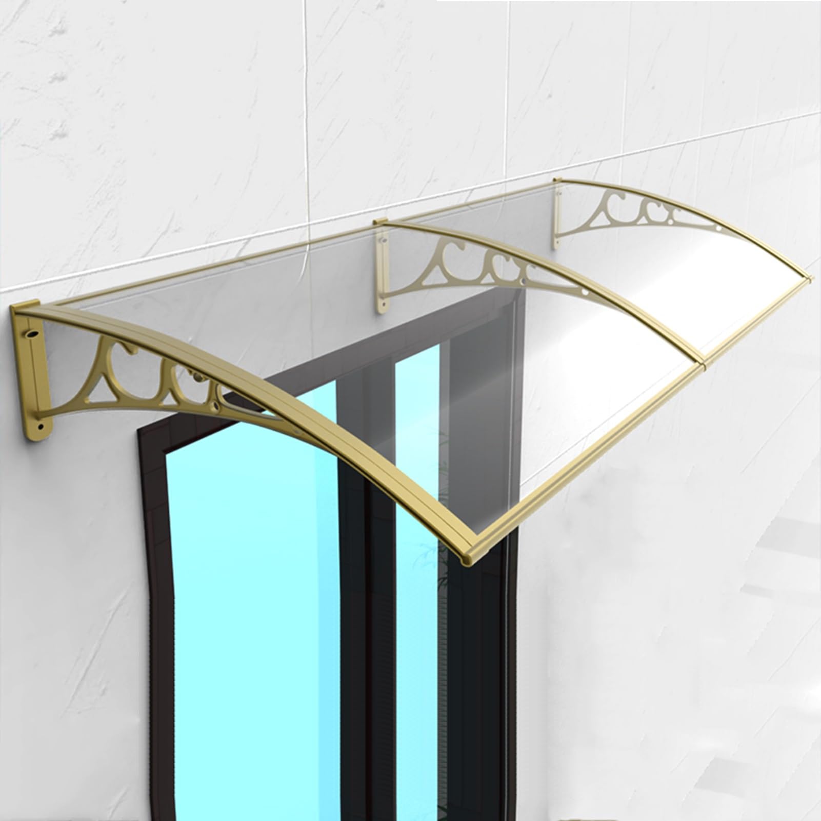 Auvent de porte d'entrée de fenêtre incurvée avec couverture polycarbonate