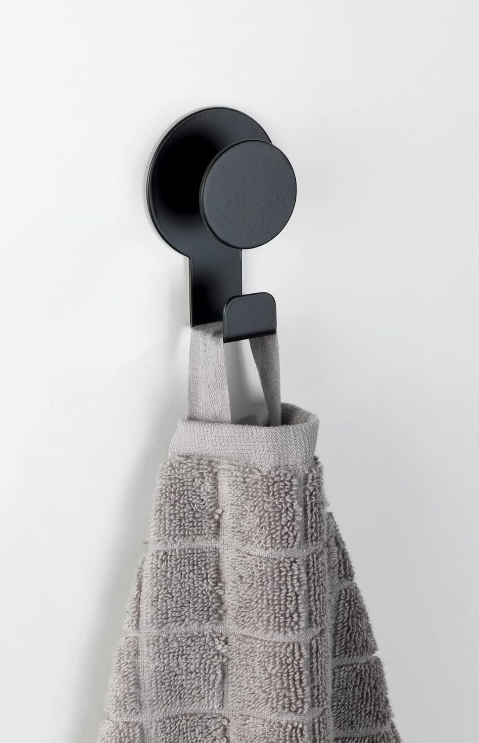 Wenko Blandas Wall Matte Black No Drilling Required Hook Towel Rail, Stainless Steel, 5 x 7,5 x 2,5 cm