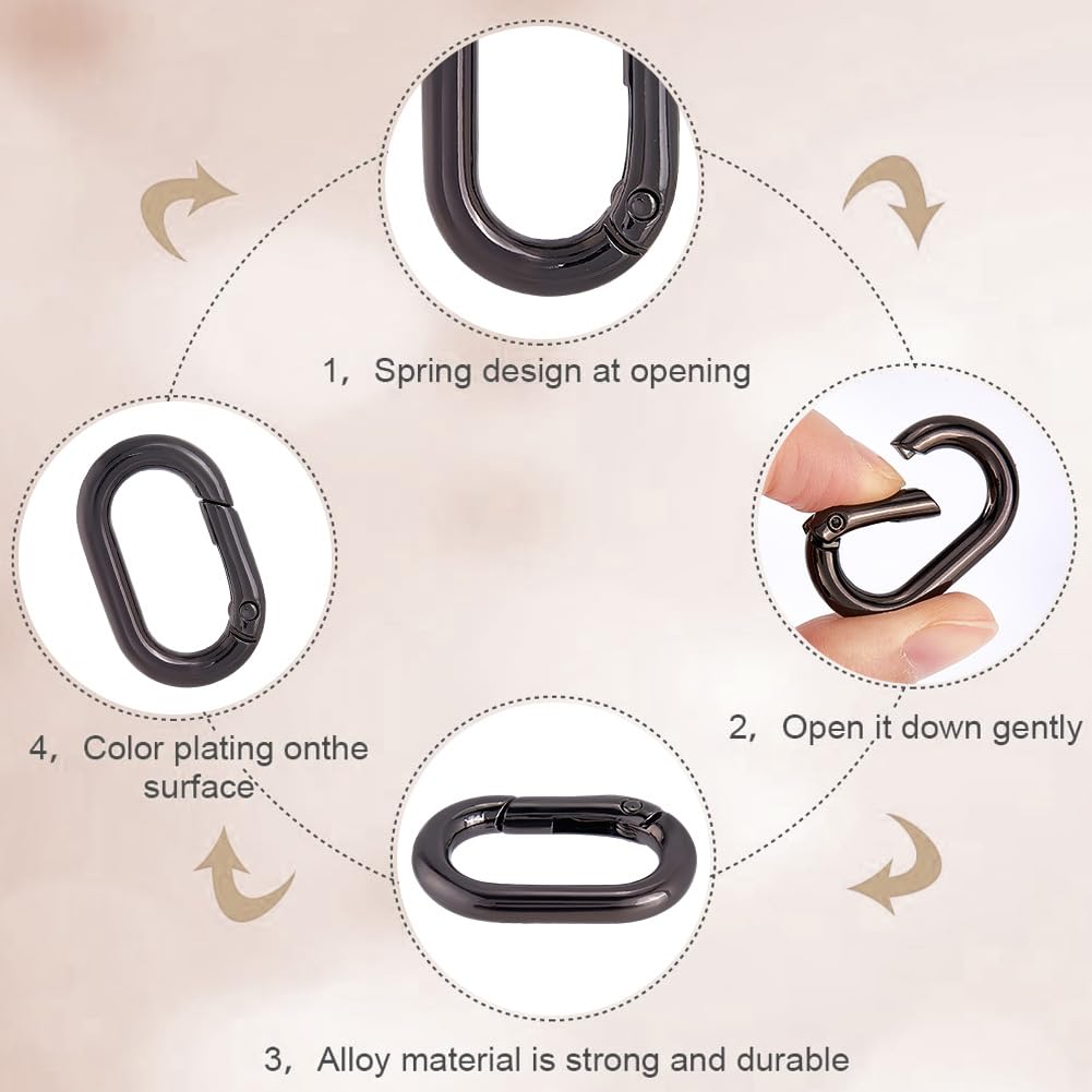 SUNNYCLUE 1 scatola 6 moschettoni a mano anelli ovali a molla placcati oro 18 carati connettore in ottone moschettone a forma di uovo fibbia per portachiavi borse per la fabbricazione di gioielli
