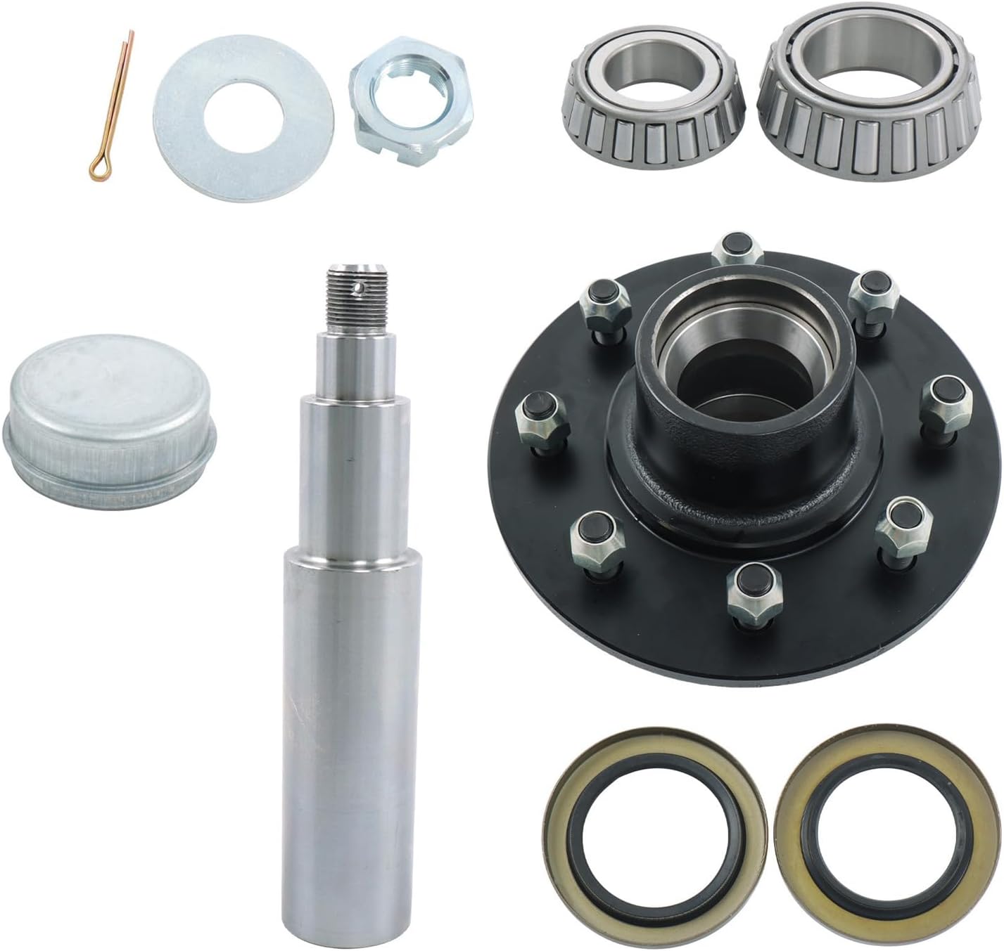 GXYWADY 8 On 6.5 Inch Trailer Hub Kit and 42 Spindle with Trailer Bearing Kit