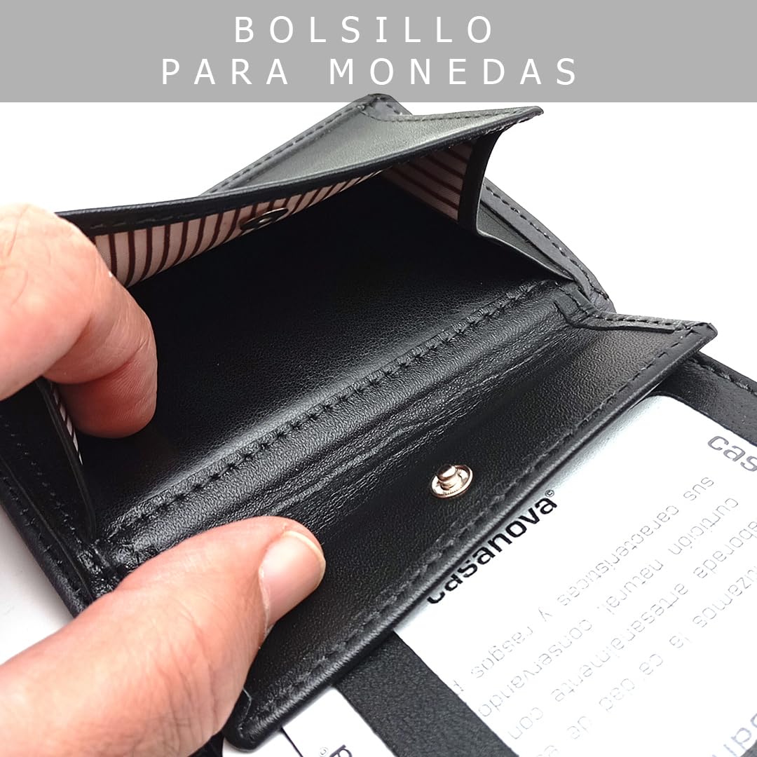 Cartera Hombre Monedero Piel - Hecho a Mano - RFID - 18963 Negro