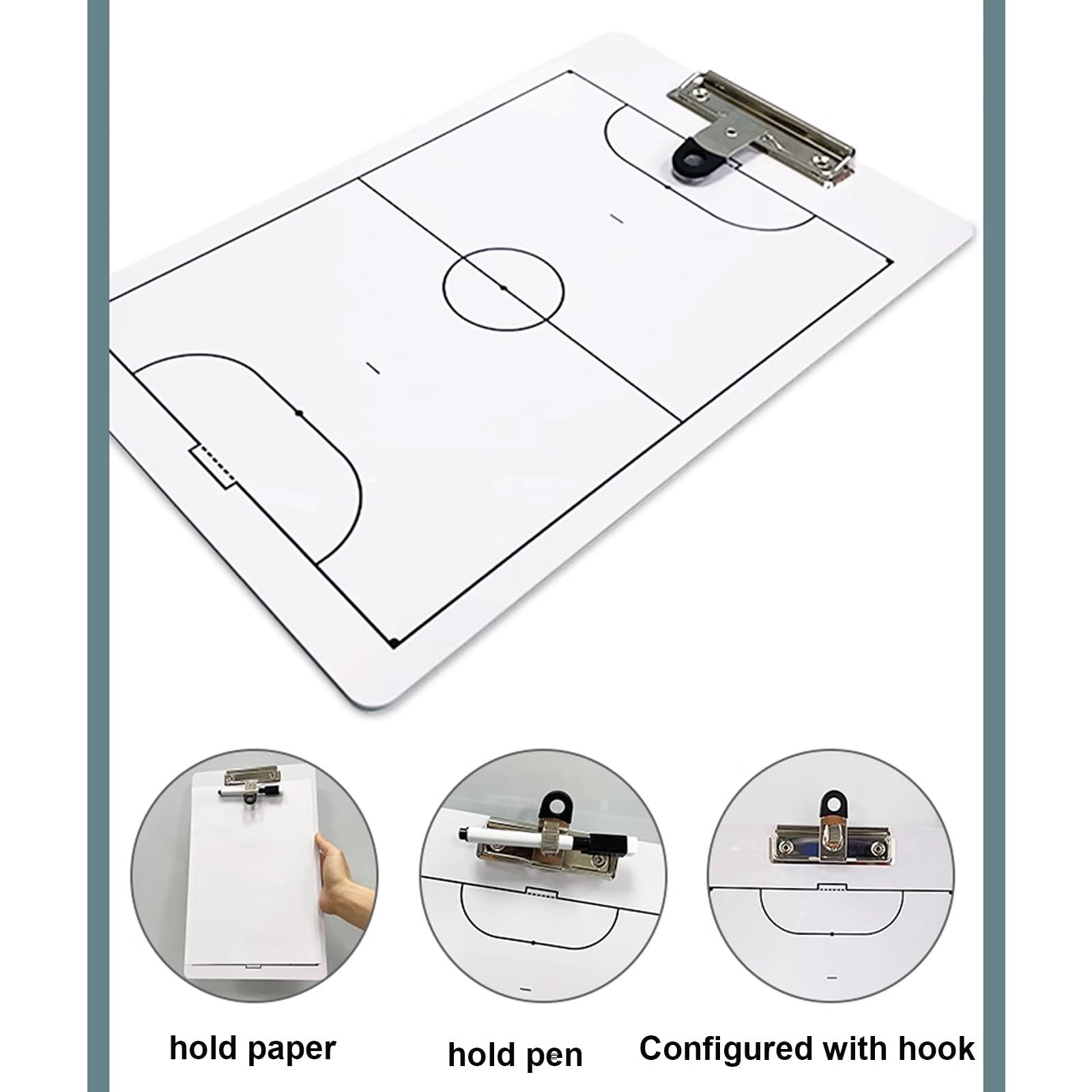 Lavagna Tattica per Il Futsal, Lavagna Portatile Allenatore Calcio, Portablocco per Allenatore, Lavagnetta Strategie, Doppia Faccia, per Le Gare di Allenamento
