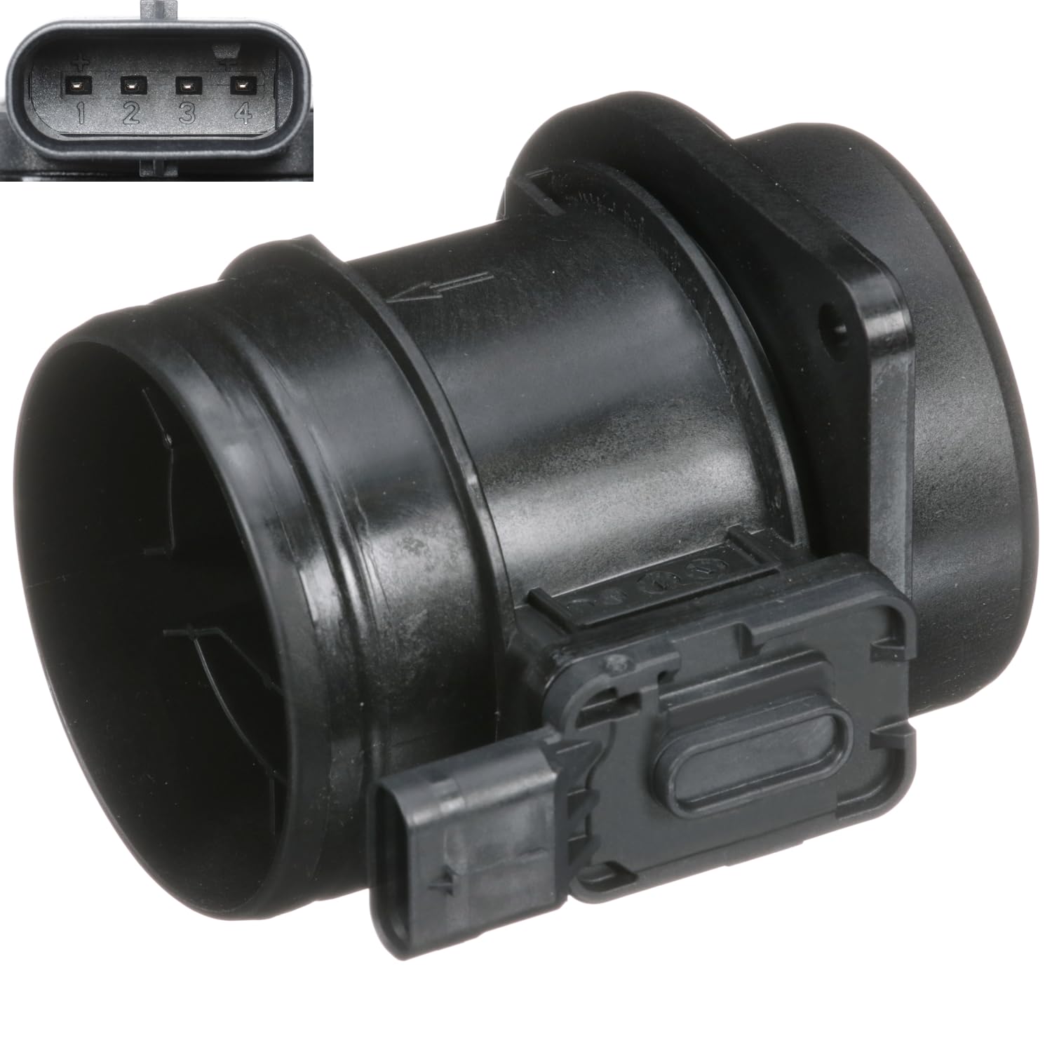 DELPHI Medidor de masa de aire Número de enchufes de contacto: 4 12V con carcasa (cárter) Sensor De Flujo De Aire AF10656-12B1 Compatible con VW Polo V Hatchback 6R1, 6C1 Passat B8 Variant 3G5, CB5