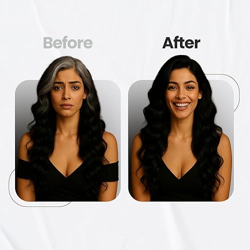 Miniatura 16 de Hair - Champú de color para el cabello (0.4 fl oz x 6 bolsitas) Tinte permanente natural sin amoníaco para hombres y mujeres 5 minutos de tinte