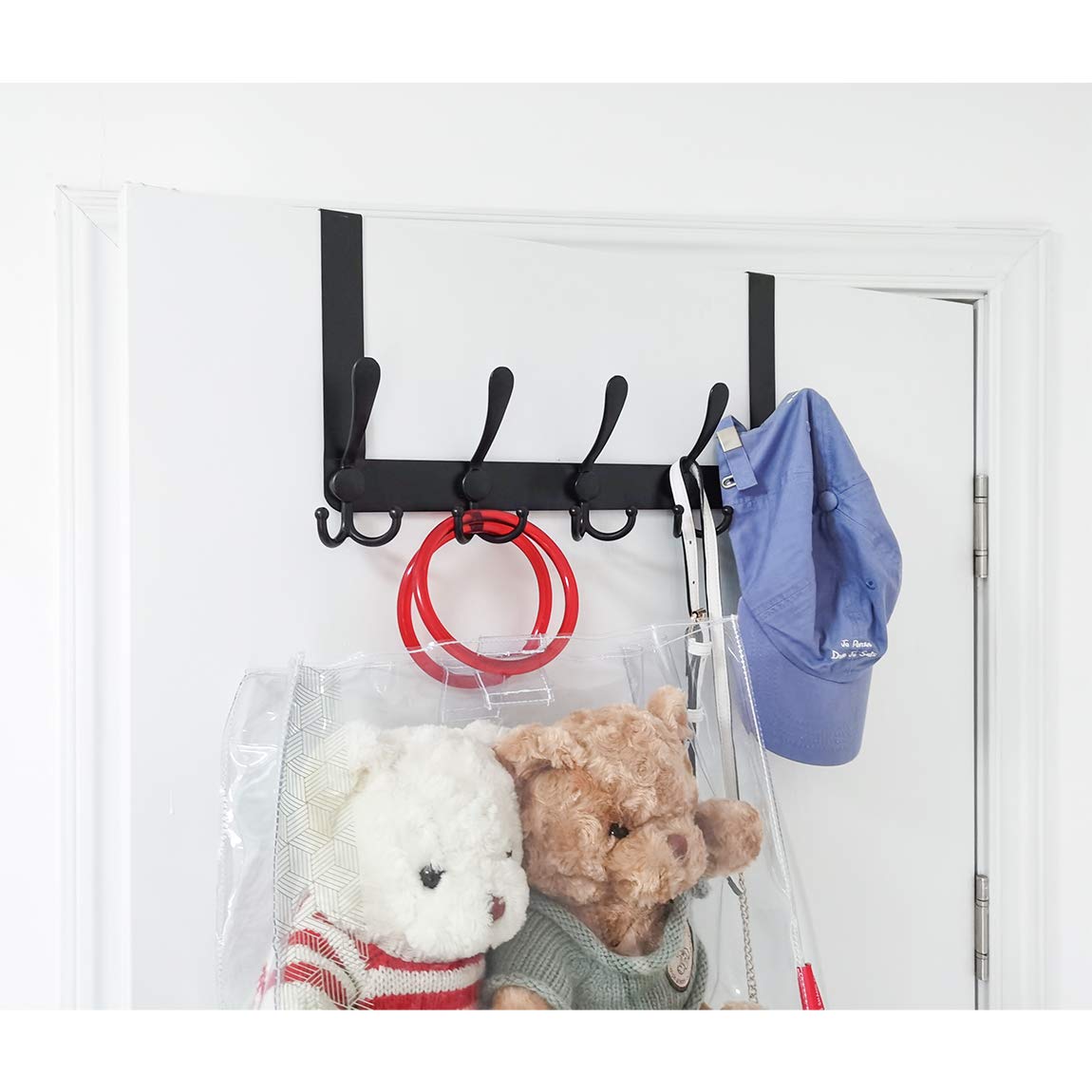 Türgarderobe zum Aufhängen an der Tür, schwarz, strapazierfähig, für Handtücher, Badezimmer, 2 Packungen