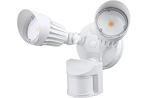 LEONLITE Outdoor LED Security Light: Motion Activated, 2-Head Adjustable Floodlight with 3...
