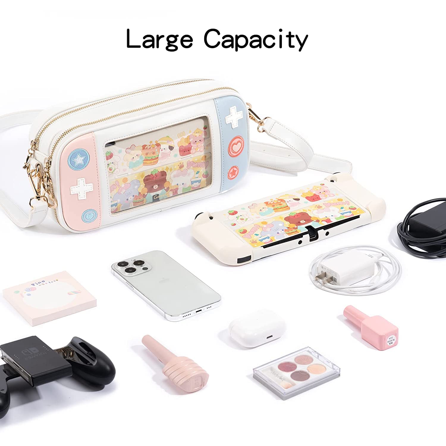Geekshare Cute Carry Case Borsa a tracolla compatibile con Switch/Switch OLED - Custodia da viaggio sottile e rigida portatile per Switch Console