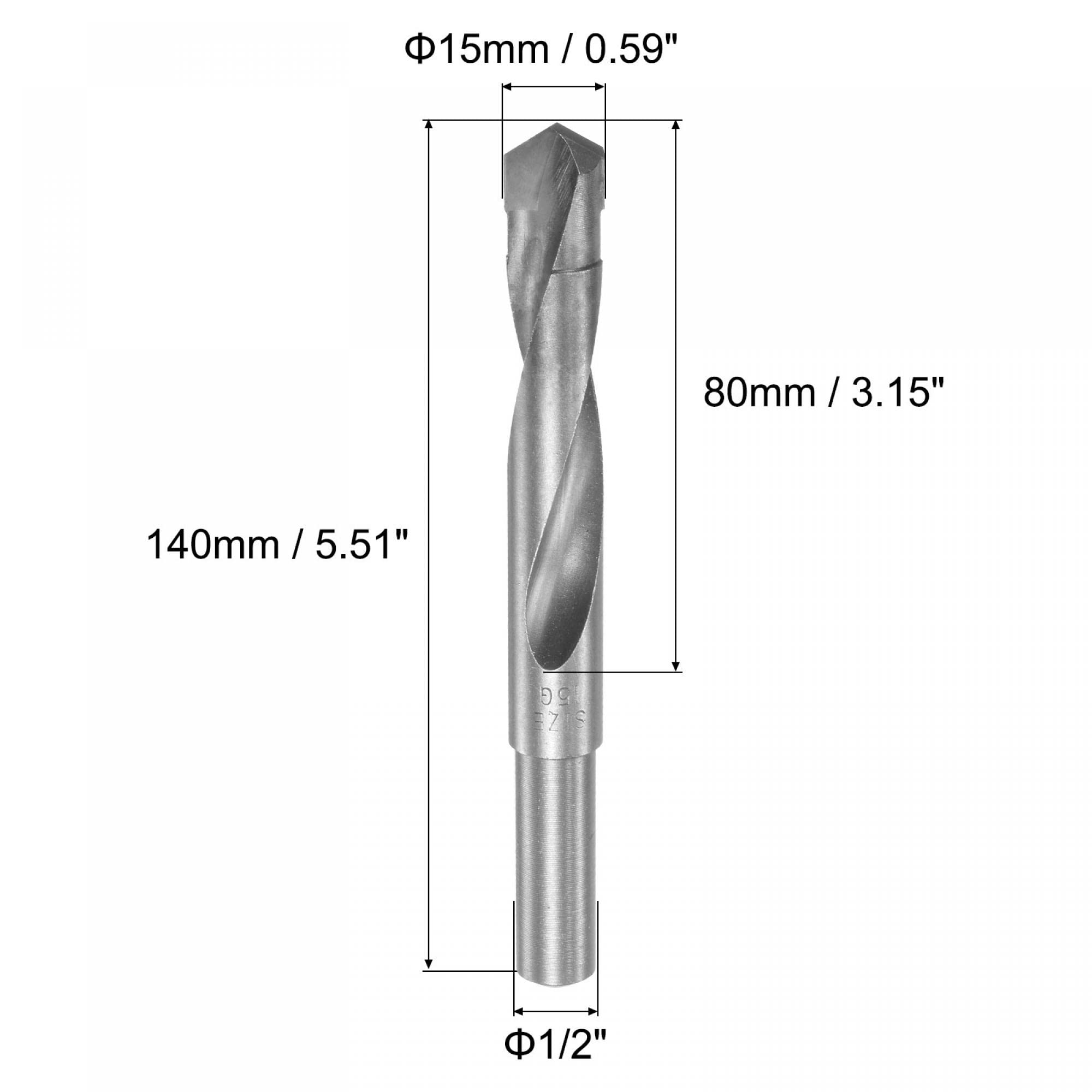sourcing map 15mm Réduite Tige Cimenté Carbure Hélicoïdal Foret Pointes pour Trempé Acier Acier Inox 1/2 Pouce Droite Tige