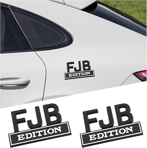 2 emblemas de la edición FJB, letras en relieve 3D para guardabarros de automóvil con adhesivo fuerte 3M, calcomanías universales de repuesto para