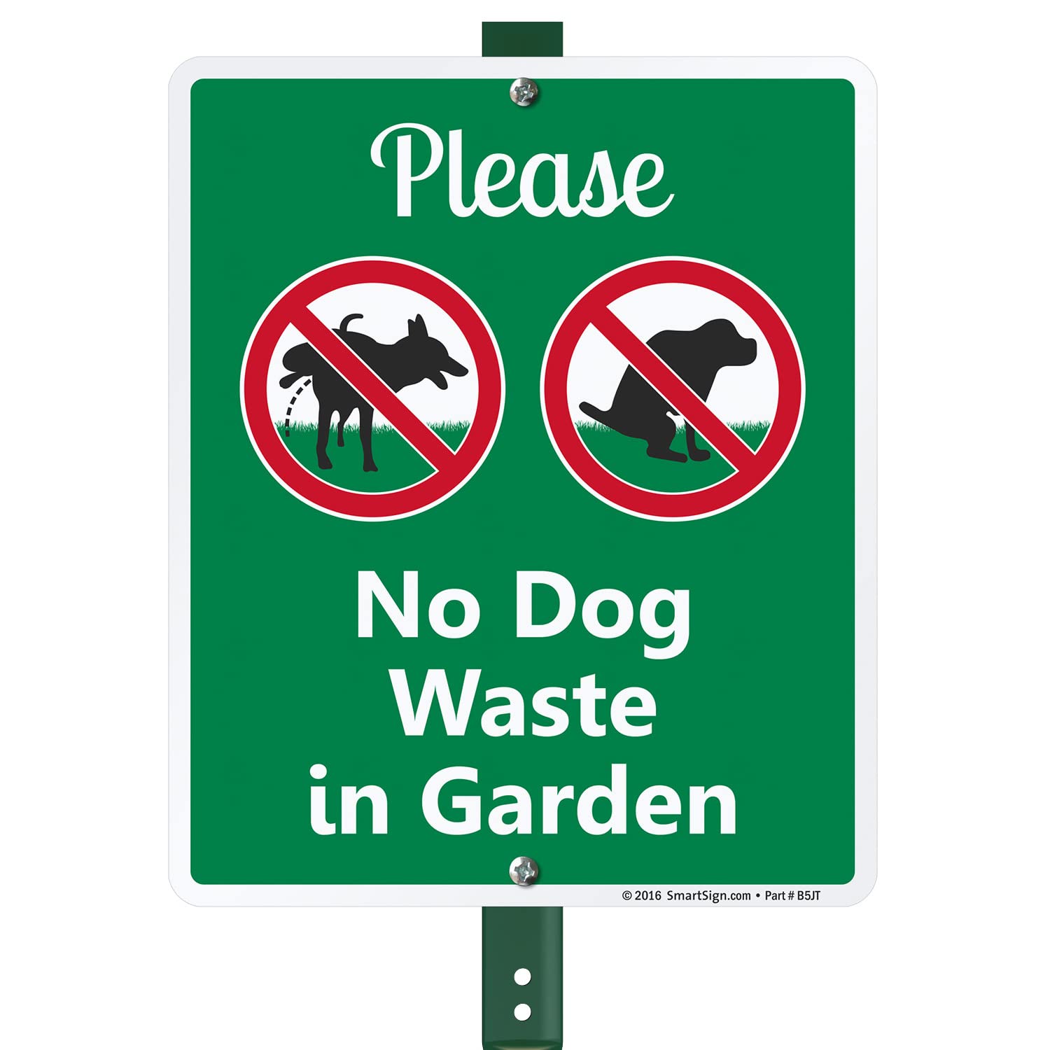 SmartSign 12 x 10 inch “Please No Dog Waste In Garden” LawnBoss Yard Sign with 3 foot Stake, 40 mil Laminated Rustproof Aluminum, Multicolor, Set of 1