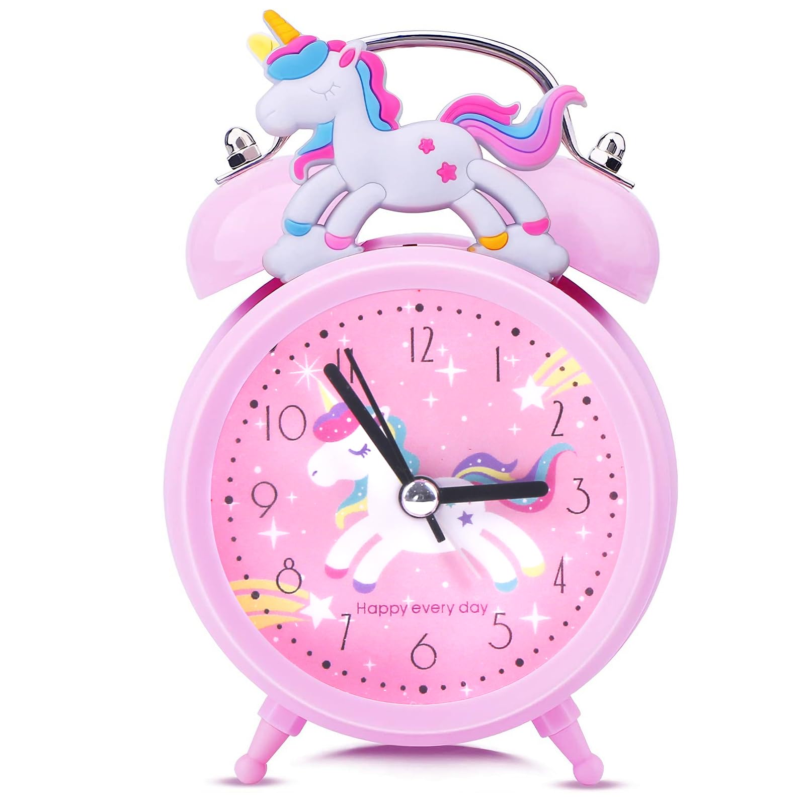 Aitsite Classico Sveglia Bambini, Orologio Unicorno Rosa con Luce Notturna Senza Ticchettio, Silenziosa, Portatile, Sveglia da Comodino Adatto per l'arredamento Della Stanza e Regali di Natale