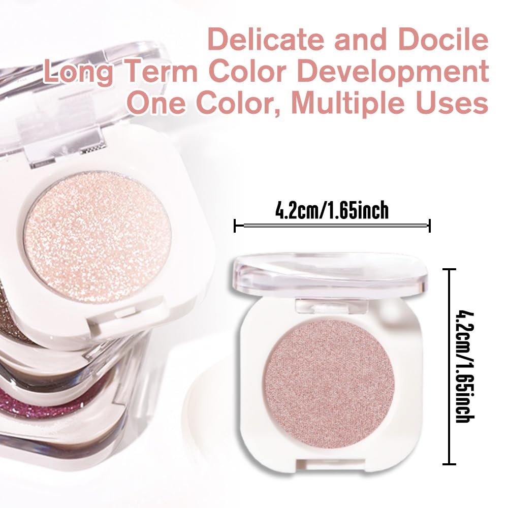 WanTuoluo Champagner Shimmer Single Glitter Cream Eyeshadow for Women Rose Gold Sheer Monochrome Eye Shadow Makeup Shiny Pressed Powder, Blendable Natural Sombras para ojos, Girls Daily Gifts -24