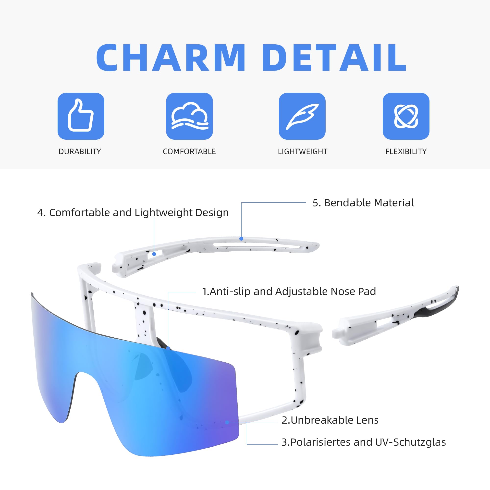 Sports Baseball Cycling Sunglasses for Men: Polarized Sunglasses for Women Youth UV400 Protection Running