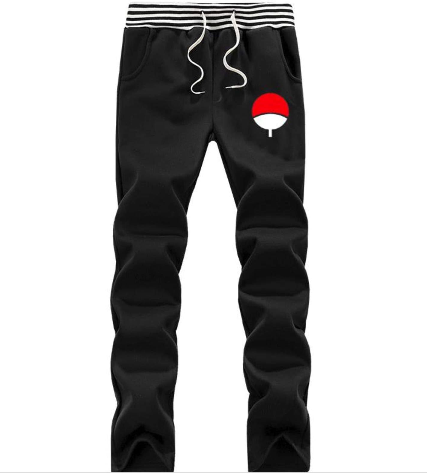 OTuOU Men Anime Naruto Print Sweat Fleece Jogger Uzumaki Naruto Uchiha Sasuke Pant