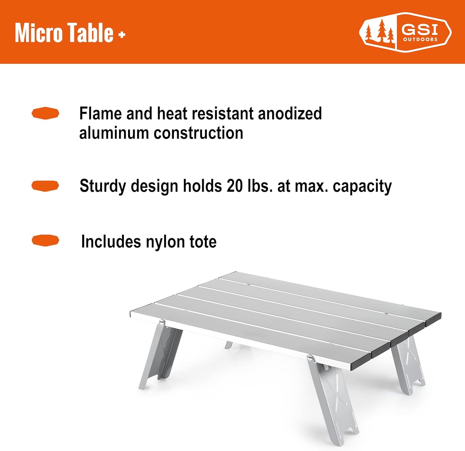 GSI Outdoors Micro Table + I Collapsible, Multipurpose Camping Table for Backpacking, Car Camping & Base Camp
