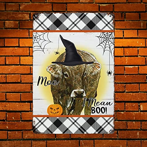 Plaque murale métal vache sorcière « I Mean Boo » durable