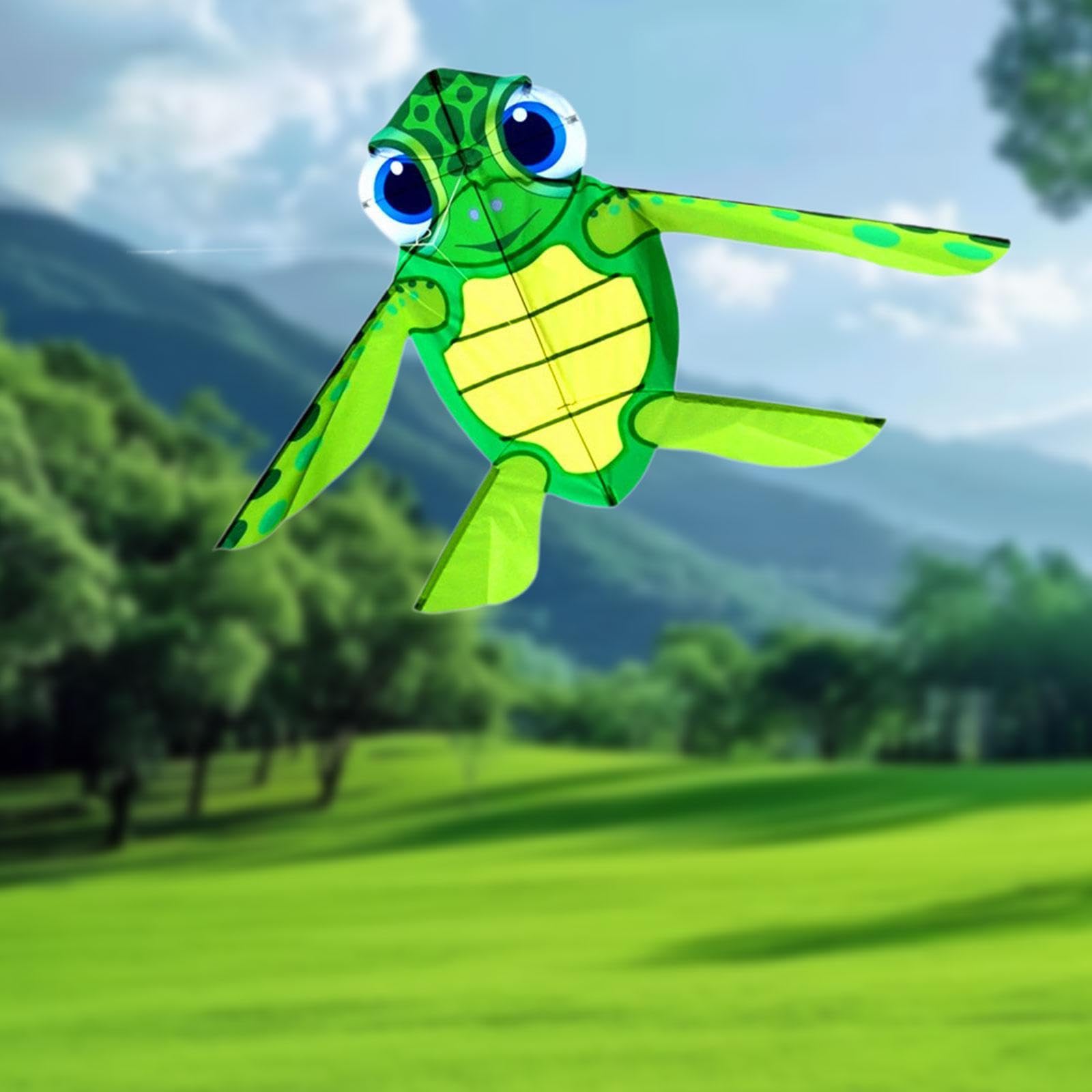 rockible Tortoise Shaped Kite Flying Toy with 100 M Line with Long Tail Giant Leisure Sports for Beach Lawn Garden Beginners Yard