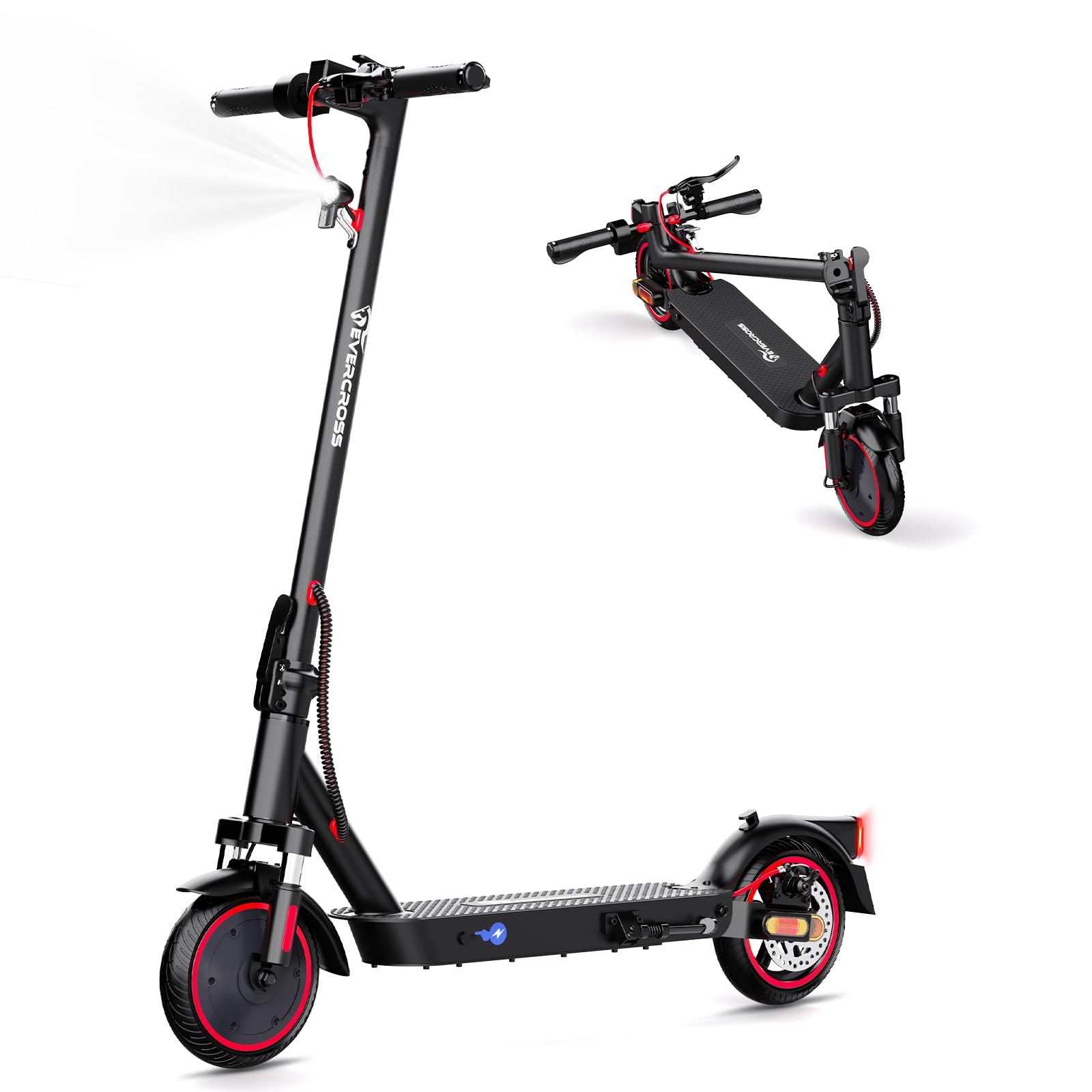 EVERCROSS EV85F Patinete Electrico Adultos con/Sin Certificados DGT, 8,5'' Electric Scooter Plegable - 300W / 350W Motor, App, Batería 7,8Ah, Peso de 15KG, Doble Freno, Amortiguadores Dobles