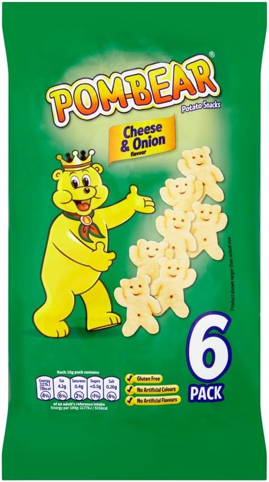 Pom-Bear Cheese and Onion Flavour Potato Snacks, 90 g