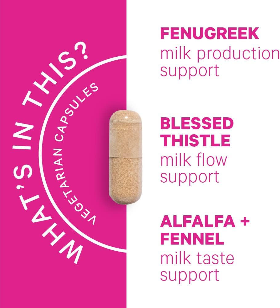 Pink Stork Total Lactation: Breastfeeding Support for Mom + Baby with Fenugreek, Supports Breast Milk Supply, Flow, + Taste, Women-Owned, 60 Capsules : Health & Household