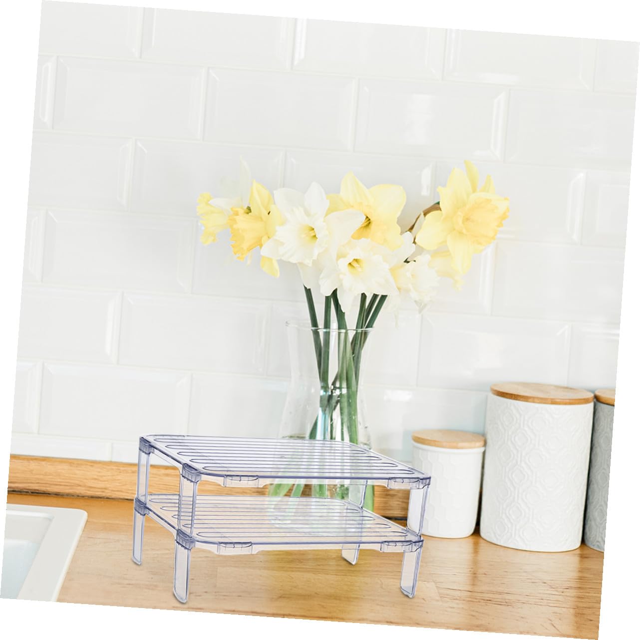 Zerodeko Set de Étagères de Rangement Empilables Support Robuste pour Bols et Condiments Lot de 2 Cuisine en As pour Hôtels et Repas Hotpot