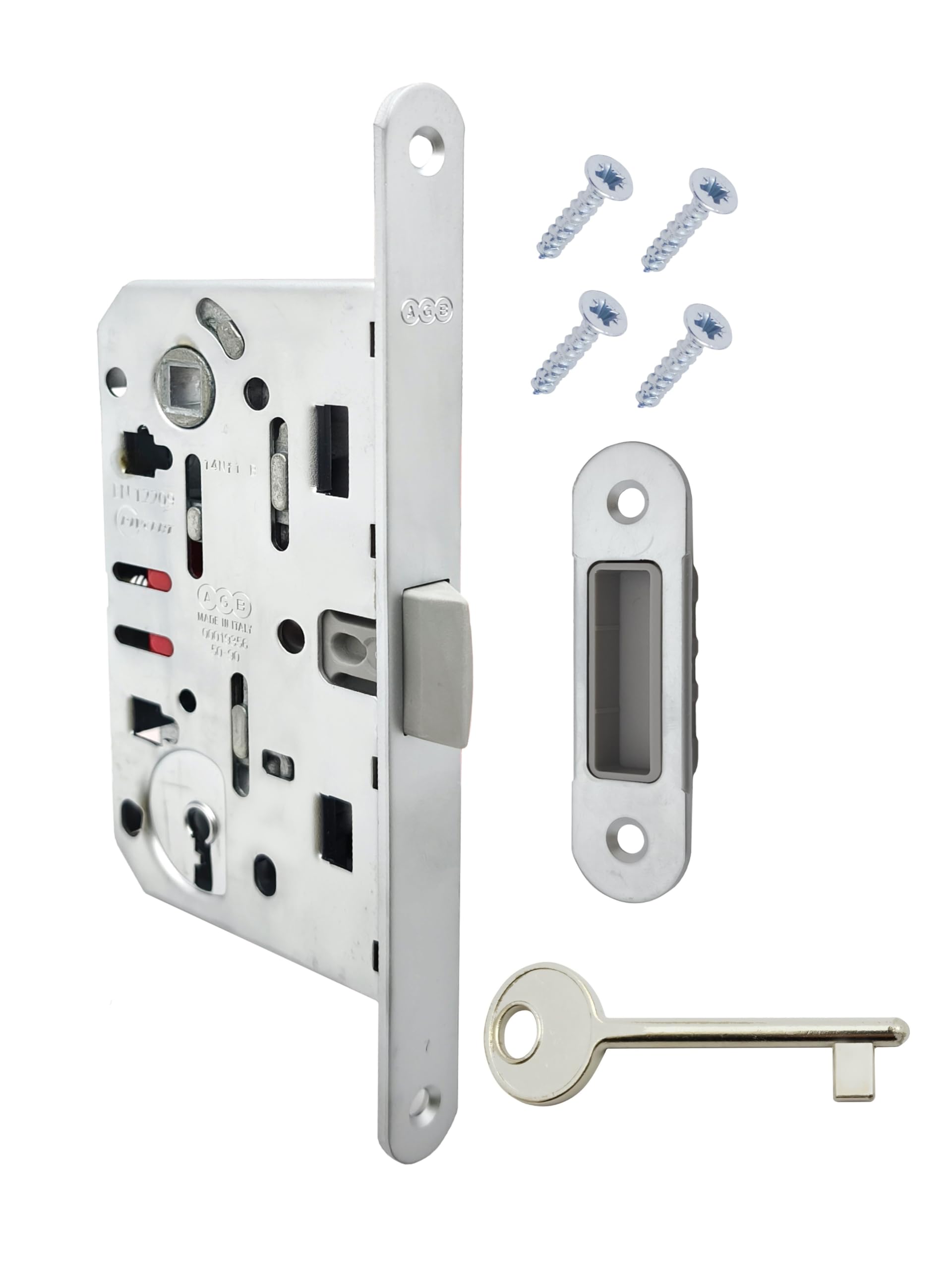 Serrure AGB Mediana Evolution avec verrouillage central uniquement pour porte intérieure. (chromé mat)